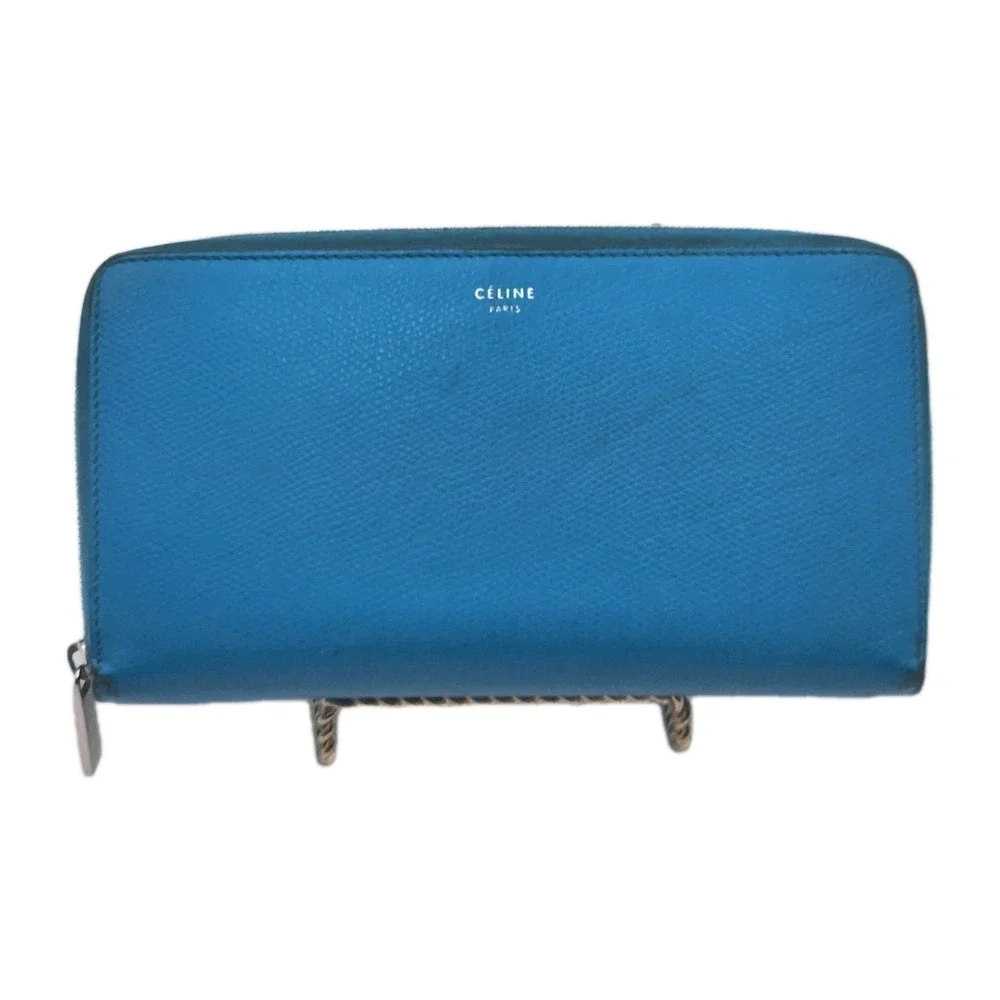 Authentic Celine Long Zippy Continental Wallet Blue Pebbled Leather Italy 2015 - Picture 1 of 16